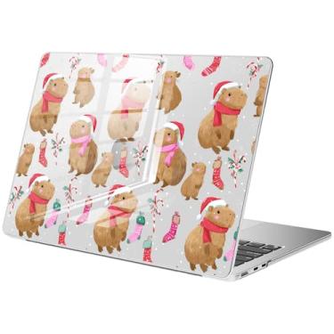 Imagem de BlHMCASE Capa compatível com MacBook Air de 13,5 polegadas M4 M3 M2 2025-2022 A3240 A3113 A2681 lançamento, lindo chapéu de Natal capivara capa rígida protetora transparente para MacBook Air 13.6