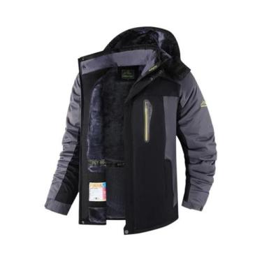 Imagem de Jaqueta Masculina Impermeável Com Forro De Fleece E Capuz, Corta-Vento