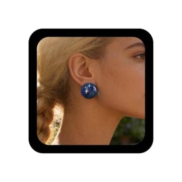 Imagem de TseanYi Brincos de bola de acrílico vermelho vintage de contas de vidro brincos redondos de rubi falso brinco de bola circular de cor doce joia feminina, Zinco, Sem pedra preciosa