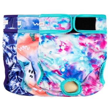 Imagem de Langsprit Fraldas Laváveis para Cães Fêmeas(Pacote com 3)-Fraldas Reutilizáveis Sem Vazamento para Cadelas No Período-Calcinhas Térmicas para Cães Altamente Absorventes com Botões de Pressão Ajustávei