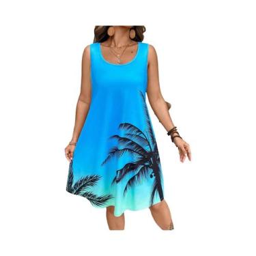 Imagem de Vestido De Verão Feminino Com Estampa De Árvore De Coco, Estilo Halter