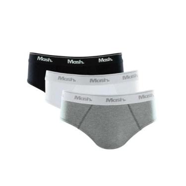 Imagem de Kit Mash 3 Cuecas Slip 010.04 Preto/Branco/Mescla, 010.04, Preto, Bran
