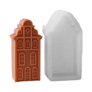 Imagem de Molde De Silicone Para Vela Em Forma De Casa De Natal 3D DIY Castelo V
