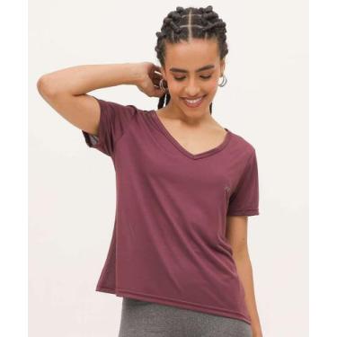 Imagem de Blusa Feminina Fitness Básica Marisa-04009, Vinho, M
