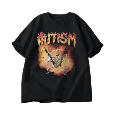 Imagem de Camiseta Gráfica Engraçada De Esqueleto Para Mulheres Autistas, Estilo