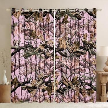 Imagem de Cortinas blackout para quarto, sala de estar, caça selvagem, cortinas blackout (2 painéis, 42 x 84 polegadas) árvore botânica 30%-50% escurecimento cortina blackout decoração natureza janela
