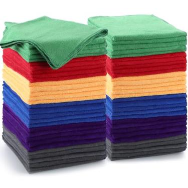 Imagem de Nuenen 60 peças de panos de limpeza de microfibra para carros 40,6 x 40,6 cm toalhas de carro ultra absorventes secagem reutilizável suprimentos de limpeza casa cozinha janela toalha de microfibra (6