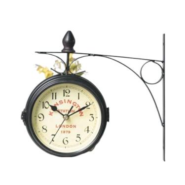 Imagem de Relógio de Parede Retrô Lados com Movimento Silencioso para Pendurar em Sala Estar Quarto Casa e Escritório - Decoração Estilo Elegante Fácil Ler