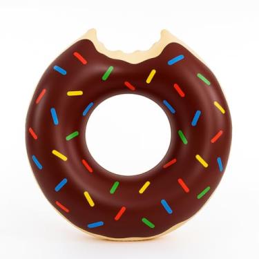 Imagem de Boia Donuts Inflável 60 cm Rosquinha Mordida Presente para Crianças Piscina Diversão Praia Resistente e Confortável Cintura Instagram Adulto Foto (Marrom)