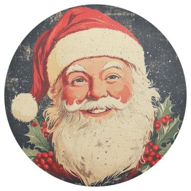 Imagem de xigua Jogo americano redondo de Natal Papai Noel, conjunto de 4, tapete de mesa redondo antiderrapante resistente ao calor, tapetes de mesa de 48 cm para decoração de cozinha, jantar e festa