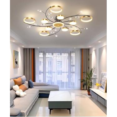 Imagem de Luminárias de teto LED modernas para sala de estar, iluminação embutida, quarto, douradas, dimerizáveis, com controle remoto, adequadas para cozinha, sala de jantar e escritório (10+1)