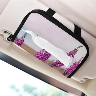 Imagem de SEHANY Porta-lenços de papel de carro lavanda roxa, caixa de lenços para carro, viseira solar, porta-guardanapos retangular, dispensador de máscara de carro, caixa de lenços de papel para automóvel