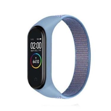 Imagem de Pulseira De Nylon Lisa Para Smartwatch Xiaomi Mi Band 3/4/5/6, Azul, M