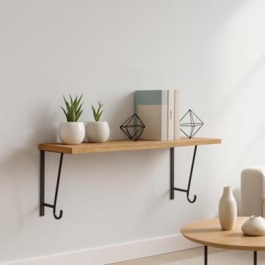 Imagem de Prateleira Decorativa 30x60cm Suporte Mão Francesa Gancho