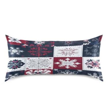 Imagem de Blueangle Fronha de cetim patchwork floco de neve para cabelo e pele, fronha de seda, tamanho king (50,8 x 101,6 cm) - Capas de almofada de cetim com fecho de envelope (892)