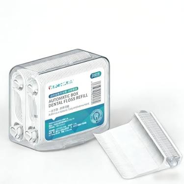 Imagem de Fio Dental Automático 100 Unidades - Curvo e Ultrafino, Higiene Bucal Familiar para Crianças e Adultos, Limpeza Interdental Segura para Uso Doméstico (Sabor de menta 200pcs)