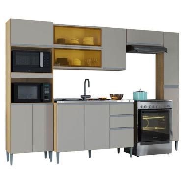 Imagem de Cozinha Ambiente Aline com Balcão e Paneleiro Damasco Off White - Poquema