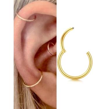 Imagem de Argola de nariz dourada, argolas para cartilagem, argolas para mulheres, hélice, joia simples, 20 g, sem costura, pequena, cartilagem, tragus, argola, segundo orifício, para mulheres, clicker, anel de