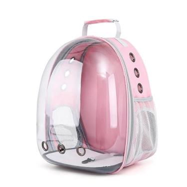 Imagem de Mochila Pet Astronauta: Bolsa Lona – Visão Lateral, Transporte Cães e Gatos Pequenos – Prática(Rosa)