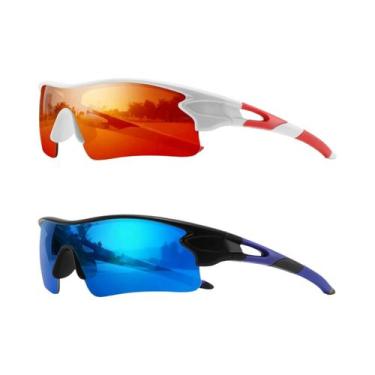 Imagem de Óculos De Sol Coloridos UV400 2PCS Lente Única Para Esportes Ciclismo 
