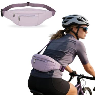 Imagem de Pochete transversal para homens e mulheres, bolsa de cintura grande de 2,7 L e bolsa de quadril com alça ajustável para atividades ao ar livre, treino, viagens, Roxa, 13.7X5.11X2.3IN, Casual