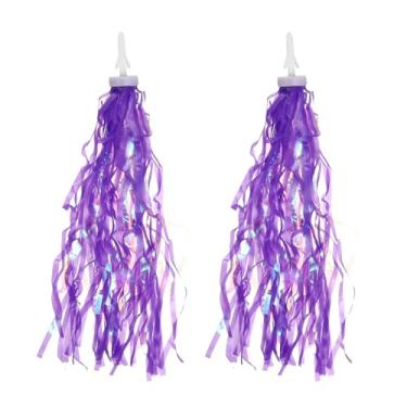 Imagem de PATIKIL 2 peças de serpentinas de bicicleta, colorido scooter guidão, borlas, acessórios de fita, decorações para alças de triciclo de bicicleta, roxo
