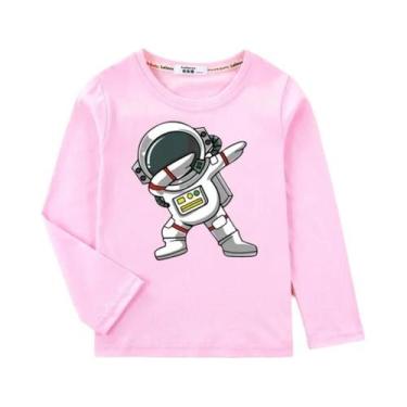 Imagem de Camiseta De Algodão Infantil Com Desenho De Astronauta, Manga Comprida