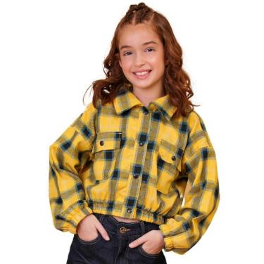 Imagem de Jaqueta Juvenil Look Jeans Flanela Xadrez Amarelo - 8 - UNICA-Feminino