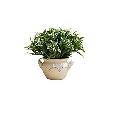 Imagem de U5GAAALPPQ9 Plantas falsas em vaso de flores artificiais simulação planta verde falsa para escritório em casa varanda pátio jardim decoração de casamento plantas artificiais para decoração de casa