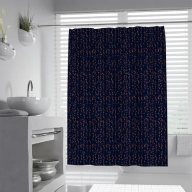Imagem de Cortina de chuveiro azul escuro de microfibra floral vintage - tecido macio e qualidade hoteleira lavável à máquina Boho cortina de chuveiro para banheira L 137 x C 192 (cm) (cortina de chuveiro L 152
