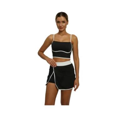 Imagem de Conjunto Esportivo Feminino Com Top Cropped Almofadado E Saia Com Bols