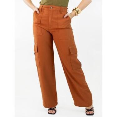 Imagem de Calça Feminina Wide Leg Alfaiataria Bolso Cargo Anticorpus-Feminino
