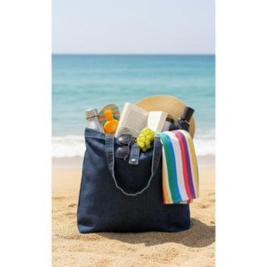 Imagem de Bolsa de Ombro Jeans Espaçosa-Unissex