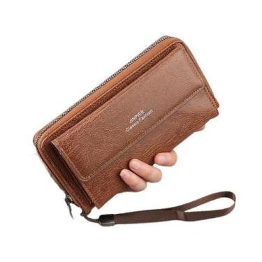 Imagem de Carteira Masculina De Couro PU Com Vários Compartimentos Para Cartões,