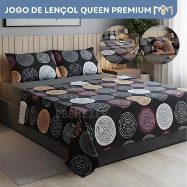 Imagem de Jogo De Cama 4 Peças Queen Padrão Estampado Hipercal 400 Fios Super Ma
