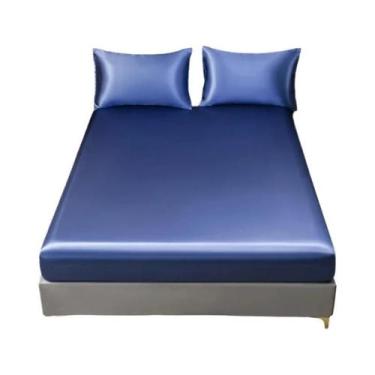 Imagem de Lençol De Cetim Liso Com Elástico Para Colchão Solteiro, Casal E Queen