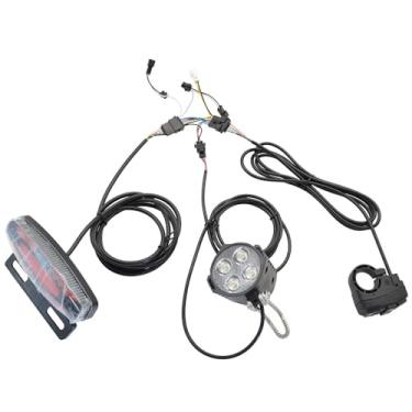 Imagem de Kit de Farol e Buzina para Bicicleta Elétrica 24-48V com Dianteiro Lanterna Traseira Luz Freio Pisca-Pisca Conjunto Acessórios Estrada