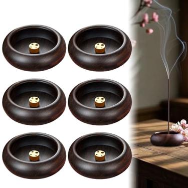 Imagem de 6 peças de suporte de incenso de madeira para palitos redondos para queimador de incenso para aromaterapia, tigela apanhadora de cinzas para decoração de casa, meditação, casa, escritório, clube