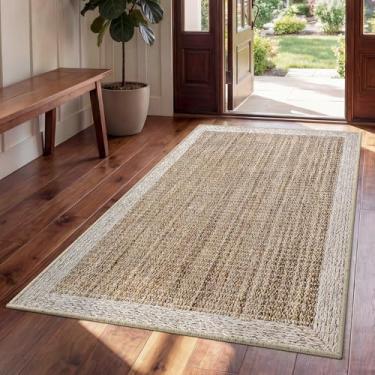 Imagem de QiCaiJia Tapete de entrada 7 x 12 cm, tapete de entrada lavável antiderrapante para embaixo da porta, tapete fino macio de baixa pilha para lavanderia e cozinha