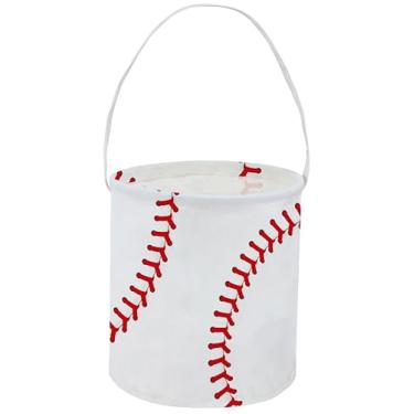 Imagem de TIBAOLOVER Balde de Páscoa de beisebol, cesta de Páscoa para crianças, cesta de armazenamento de bebê, organizador de brinquedos, cesta de livros, decoração de quarto de Páscoa (beisebol)