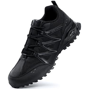 Imagem de Kricely Tênis de caminhada masculino, respirável, leve, moderno, antiderrapante, esportivo, academia, corrida, trilha, corrida, Preto - 6, 12