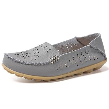 Imagem de VenusCelia Mocassim feminino natural confortável para caminhada, Cinza (recortado), 35