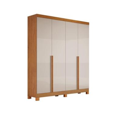 Imagem de Guarda-Roupa Solteiro 4 Portas 3 Gavetas Alvorada em MDF com Pés 180cm Naturalle/Off White - Bianchi Móveis