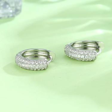 Imagem de Brincos femininos de argola banhados a ouro 14 K, pequenos, grossos, simples, brincos de zircônia cúbica, standard, Cobre, Sem pedra preciosa