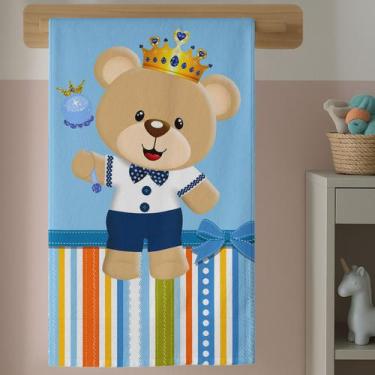 Imagem de Toalha de Banho Macia Algodão Estampa Infantil Ursinho Príncipe Confor