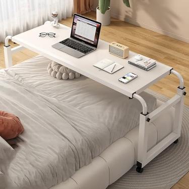 Imagem de Mesa de cabeceira de cama de casal com rodas - mesa de cabeceira móvel, conveniente e confortável de usar - mesa de cabeceira de altura ajustável, adequada para quarto, sala de estar, cozinha