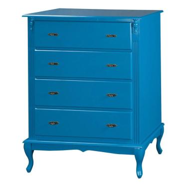 Imagem de Cômoda Luiz Xv 4 Gavetas 1030 Laca Azul