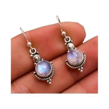 Imagem de Acessório de pedra lunar vintage pendurado moda brinco de pedra natura
