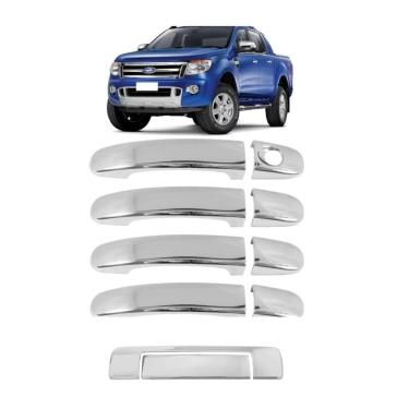 Imagem de Kit Aplique Cromado Maçaneta + Tampa Traseira Ford Ranger 2013 à 2016