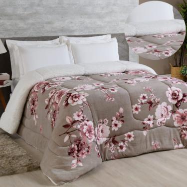 Imagem de Edredom Coberdrom Sonobom King Sherpa E Manta - Floral Cinza - 100% Poliéster